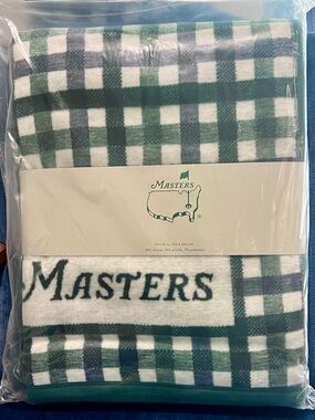2026 Masters 60x80 Green & White Plaid Throw Blanket Augusta National Golf NEW